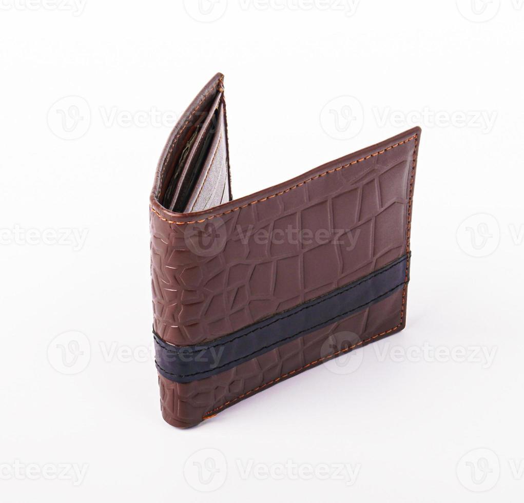 Single leather wallet isolated on white background photo