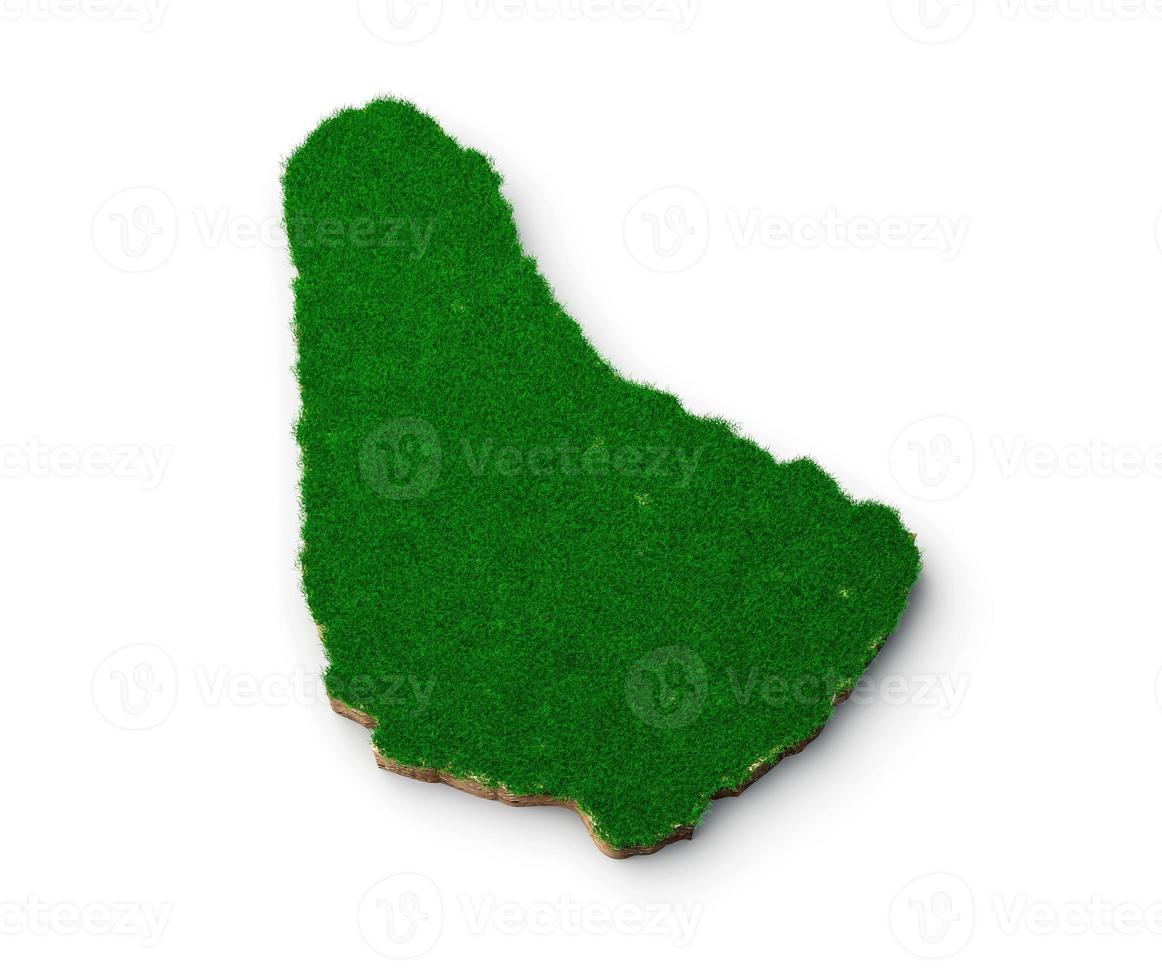 Barbados Map soil land geology cross section with green grass and Rock ground texture 3d illustration photo