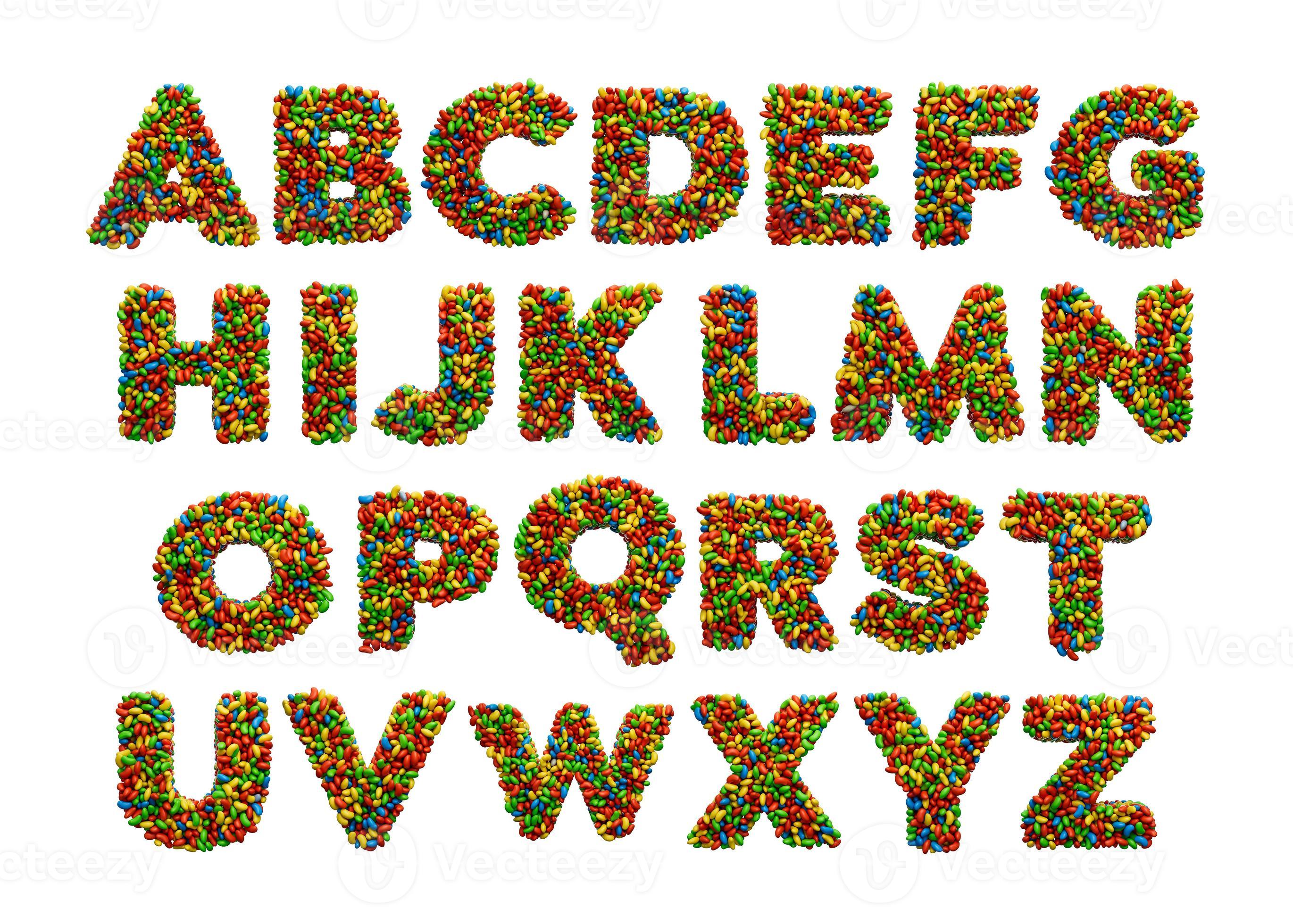 Alphabet A To Z Colorful Jelly Beans Letter Rainbow Colourful Candies Jelly Beans A B C D E F G H I J K L M N O P Q R S T U V W X Z 3d Illustration Stock Photo At Vecteezy