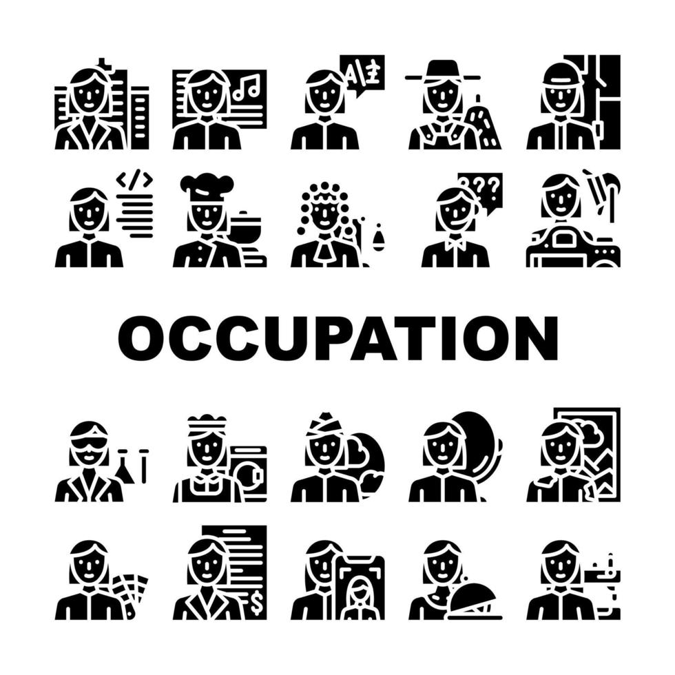 Female Occupation Collection Icons Set Vector Illustration