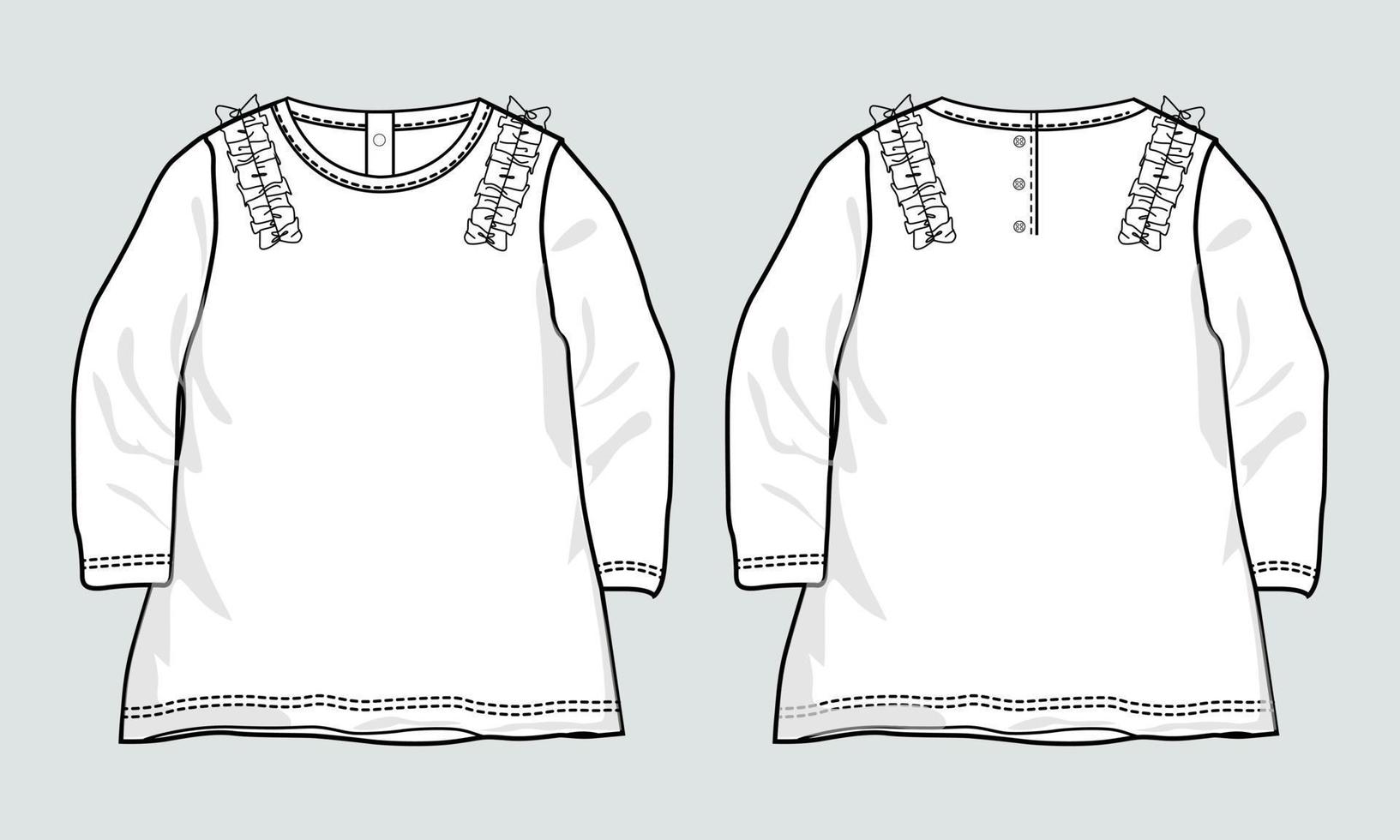 Baby girls Dress design fashion flat sketch vector illustration template