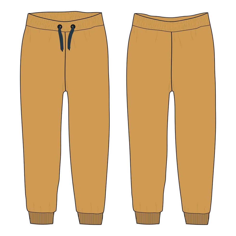 pantalón de pijama de ajuste regular moda técnica boceto plano ilustración vectorial plantilla de color amarillo para damas vector