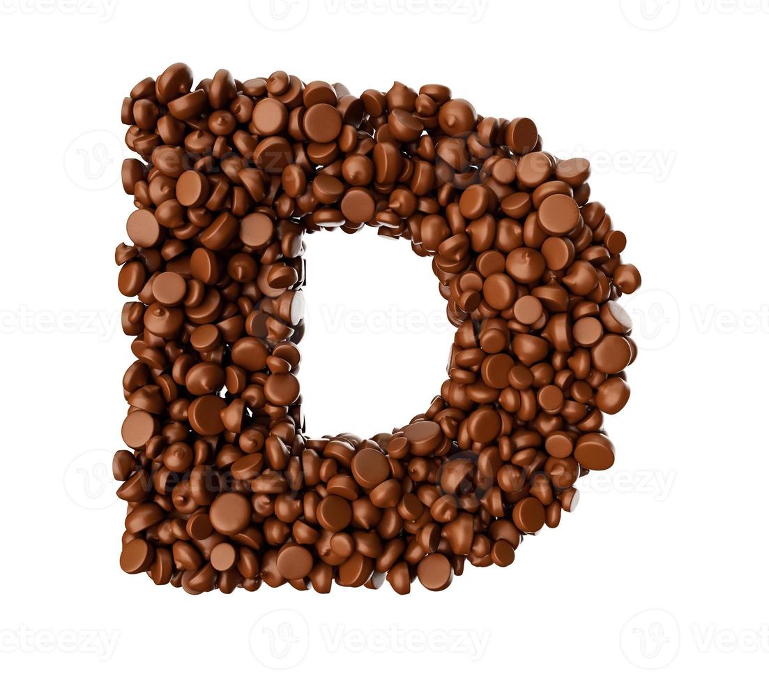 Alphabet D made of chocolate Chips Chocolate Pieces Alphabet Letter D 3d illustration photo