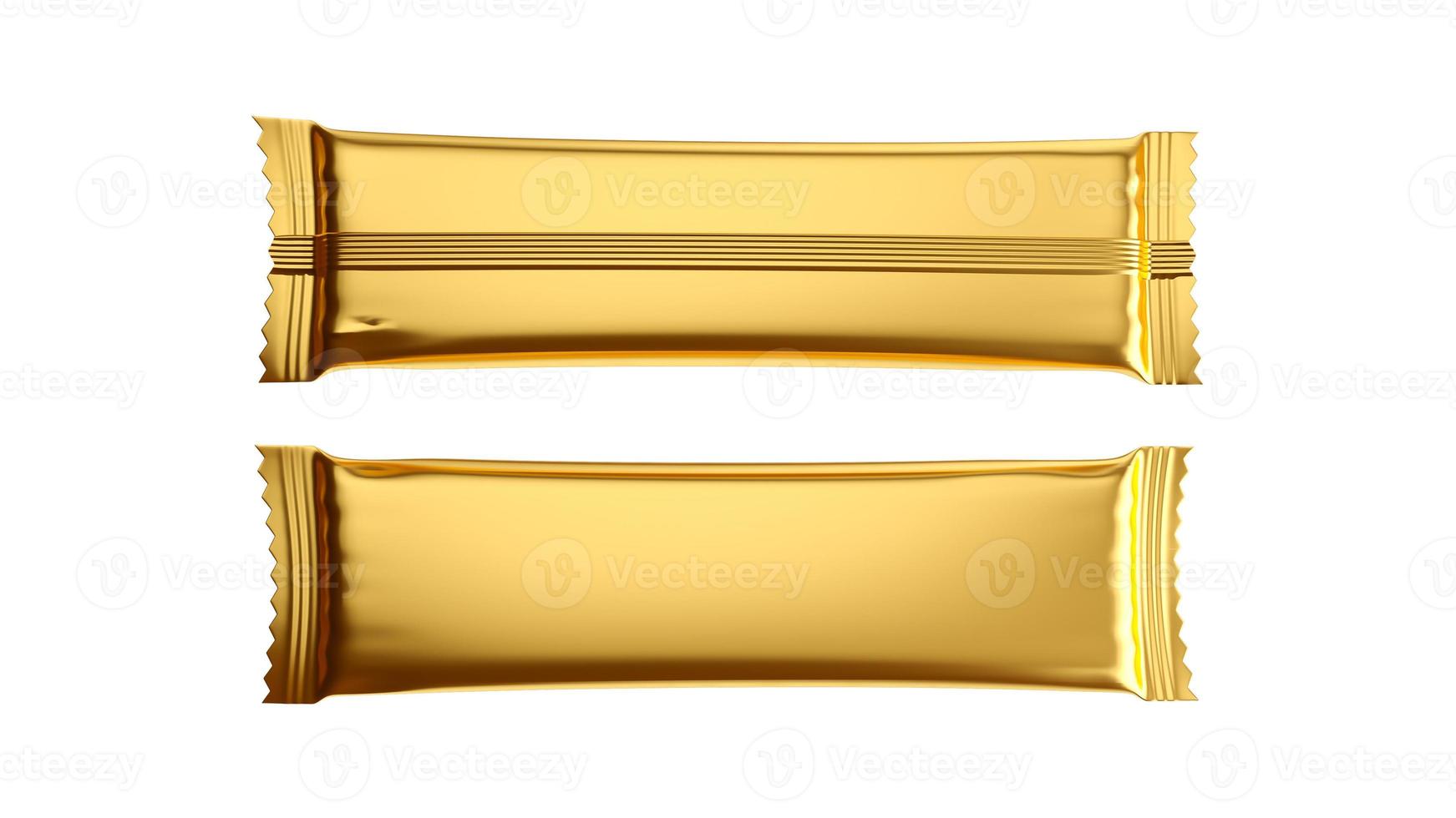 Gold Blank Chocolate Bar Snack Bag On White Background 3d illustration photo