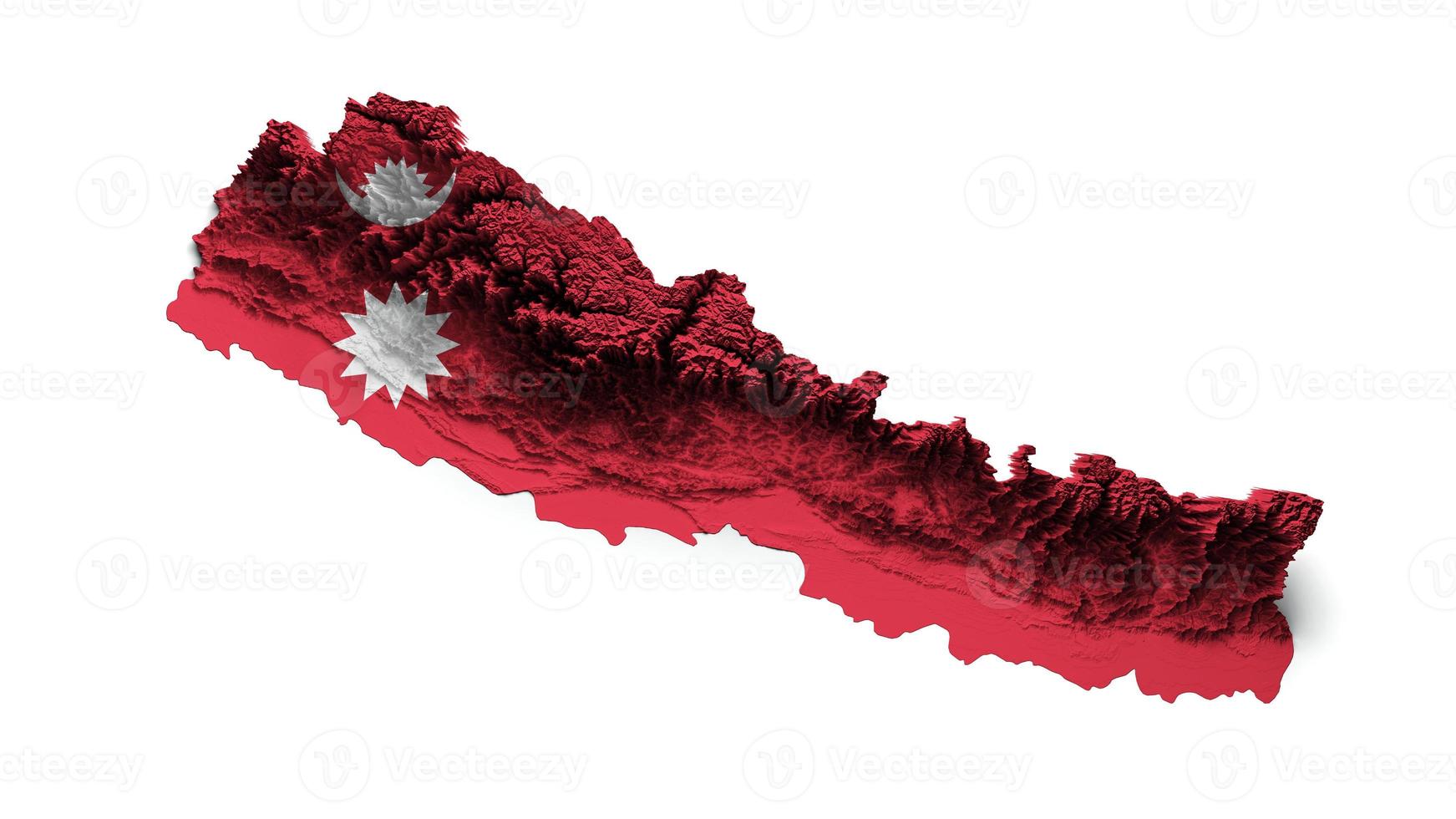 Nepal Map and flag 3d topographic map 3d illustration Nepal Map National flag icon photo