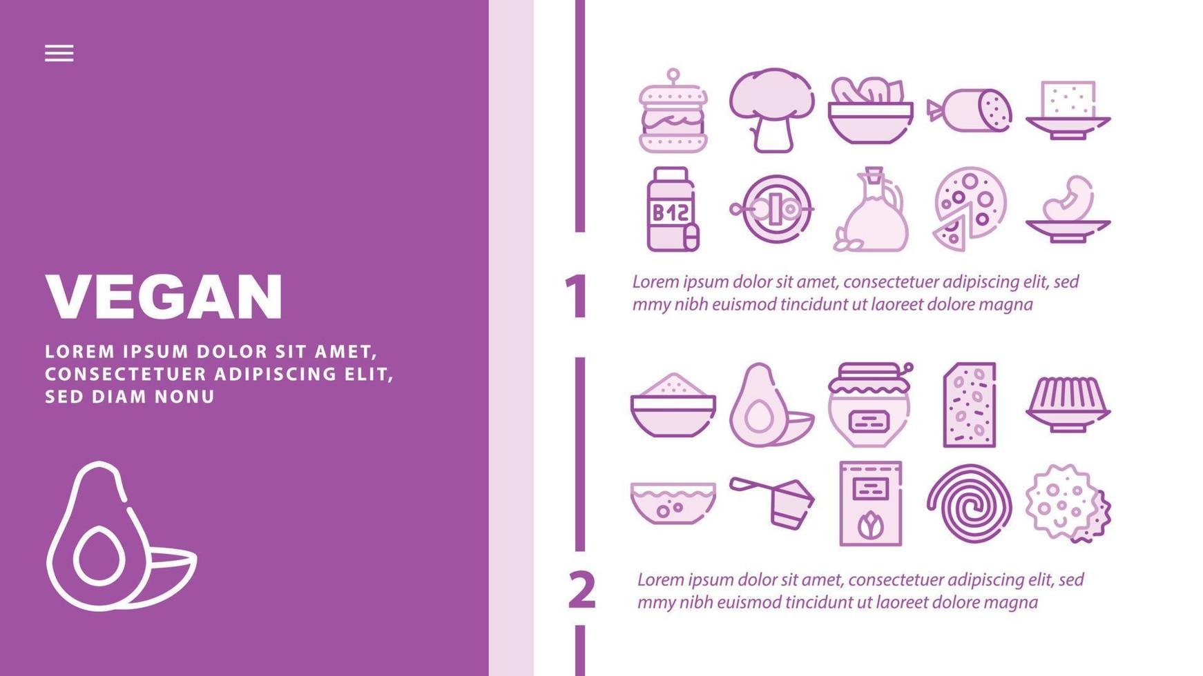 Vegan Menu Restaurant Landing Header Vector