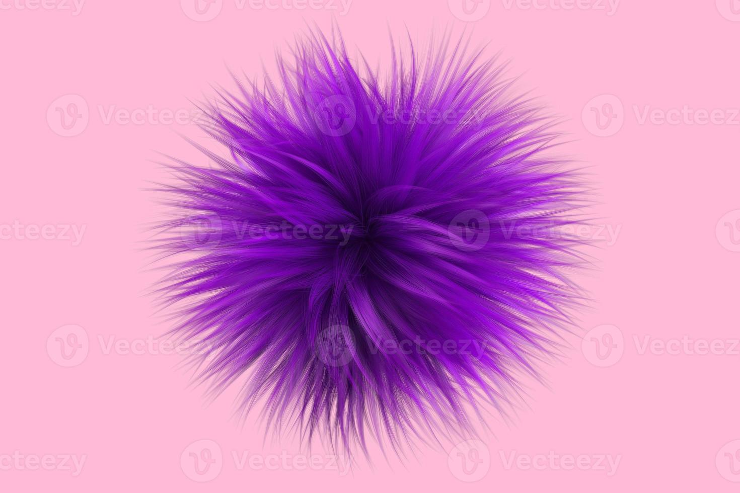 Purple curly hair object. Abstract hairstyle 3d illustration photo