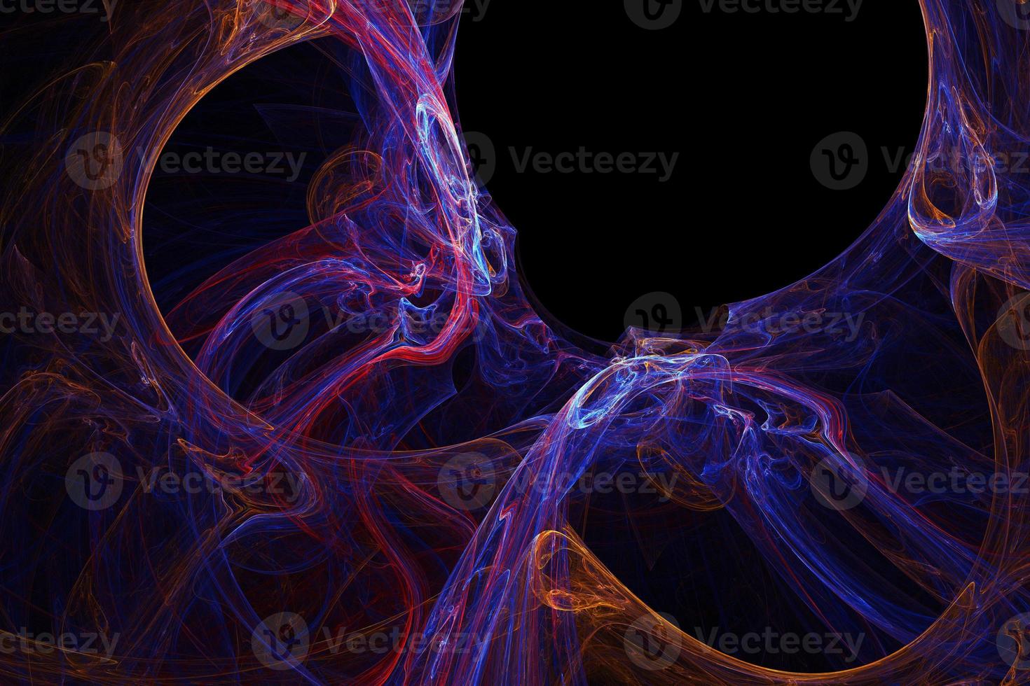 Futuristic neon glowing light streaks background. Science and technology 3d illustration of the neon gradient line waveforms photo