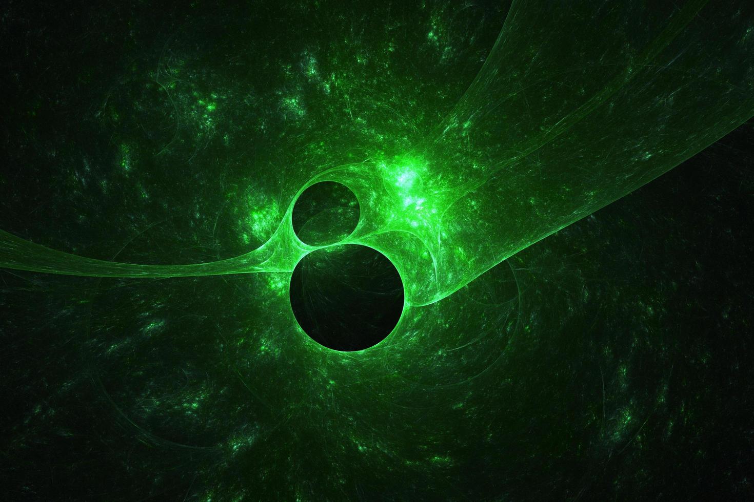 Green dark holes 3d illustration. Abstract galaxy space background. Space nebula texture visualization photo