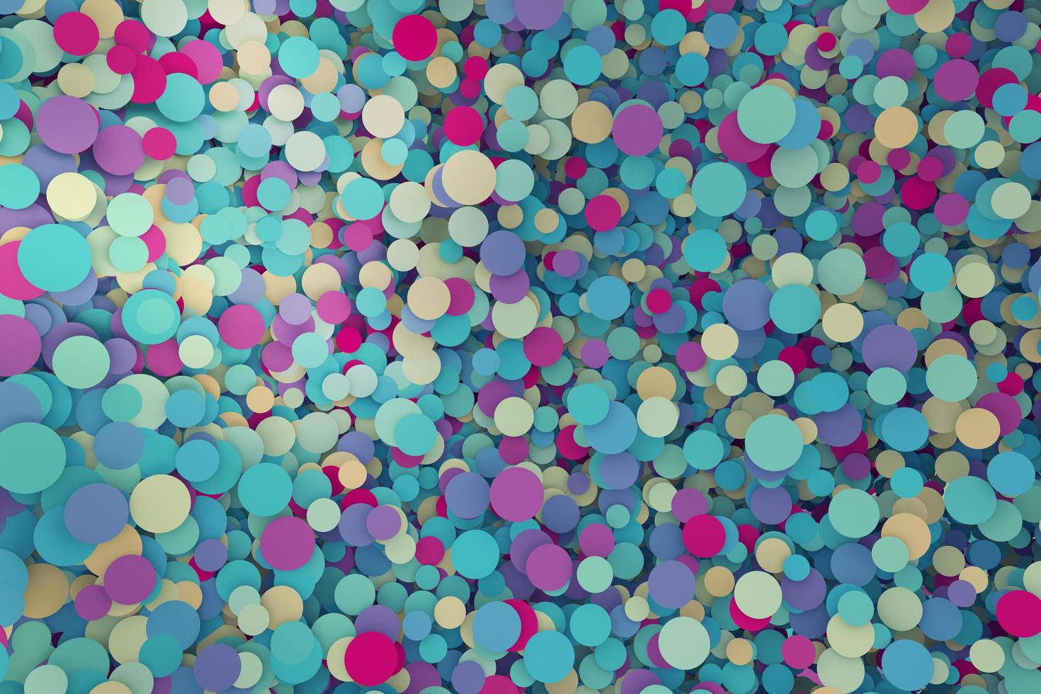 Abstract digital geometric confetti wallpaper with circle grid shapes design composition. Small mosaic cells randomly up and down motion. 3d rendering photo