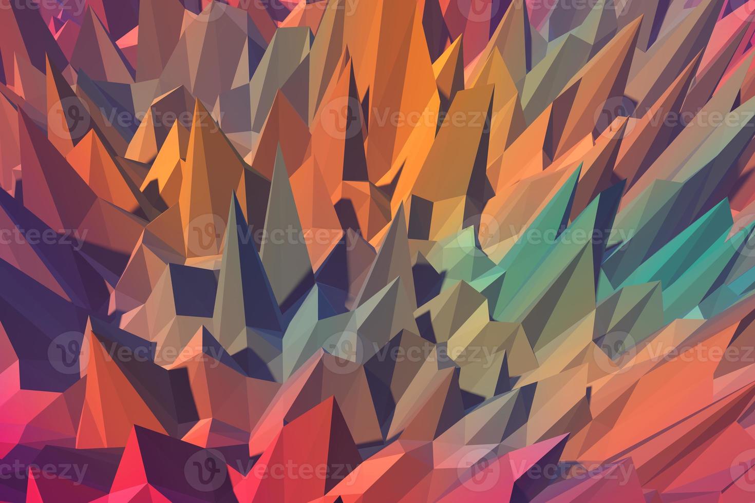 Geometry pyramids 3d illustration. Sharp polygon background photo