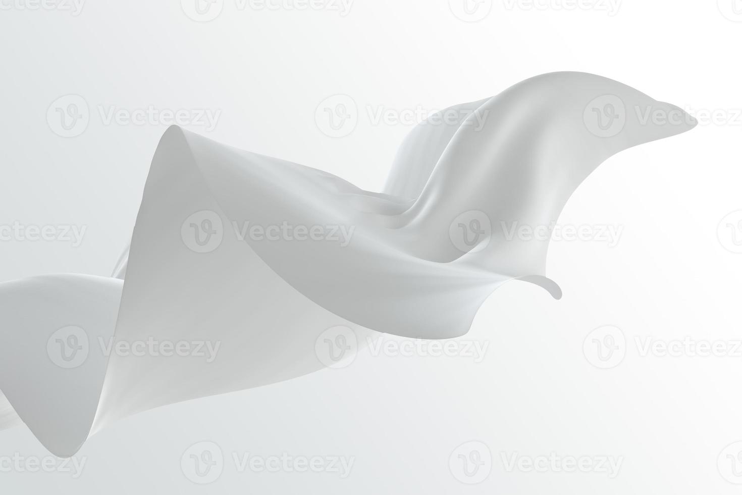 Abstract tender white fabric background. Wavy folds of white silk texture. Satin velvet material luxury elegant wallpaper design. 3d illustration photo