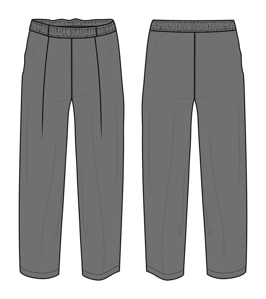 Regular fit pajama pant technical fashion flat sketch vector illustration Grey Color template for ladies