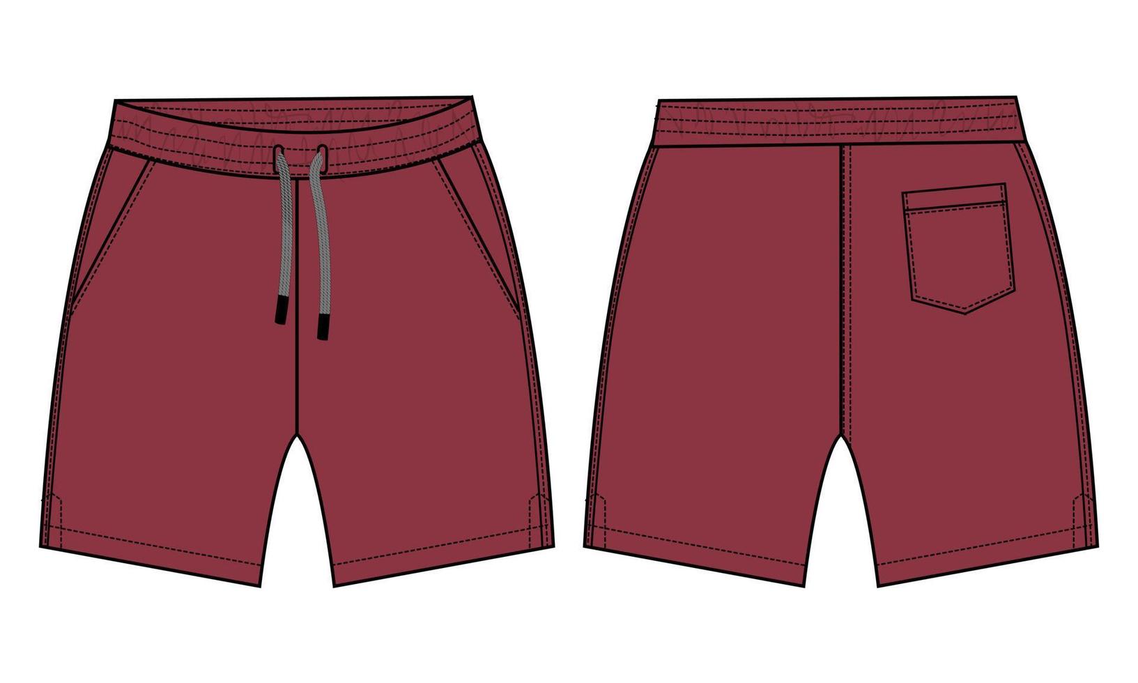 pantalones cortos técnica moda boceto plano ilustración vectorial plantilla para niños vector