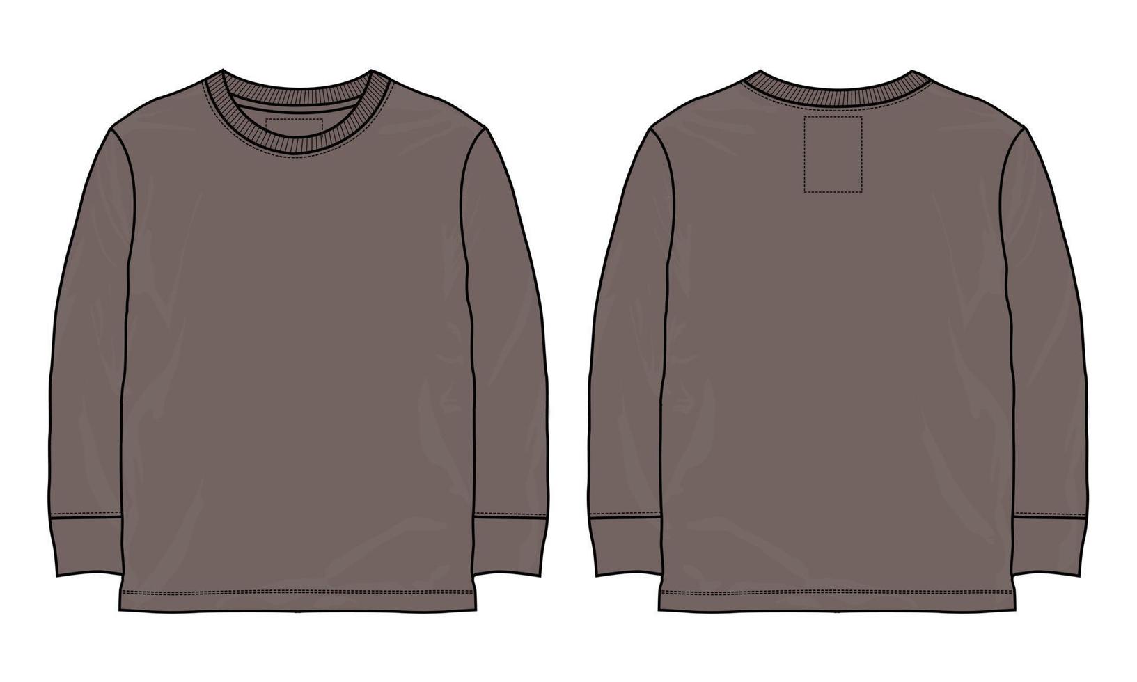 Plantilla de ilustración de vector de dibujo plano de moda de camiseta de manga  larga