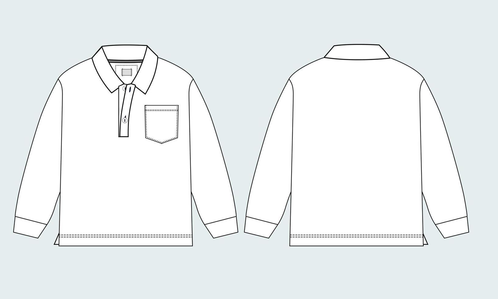 plantilla de ilustración de vector de camisa de polo de manga larga para bebés