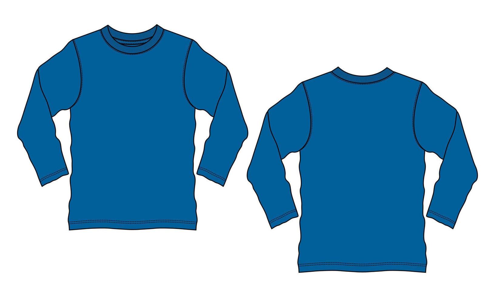 Long sleeve t shirt technical fashion flat sketch vector illustration