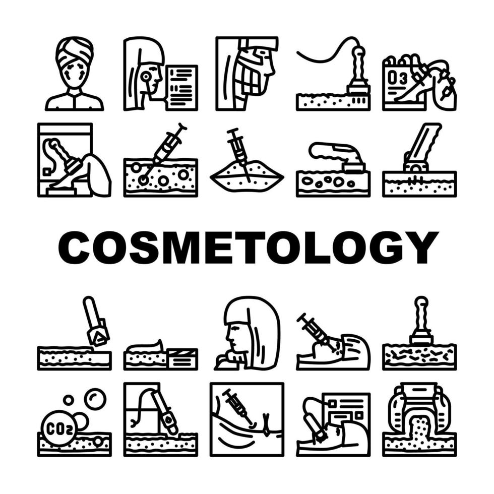 conjunto de iconos de procedimiento de tratamiento de cosmetología vector