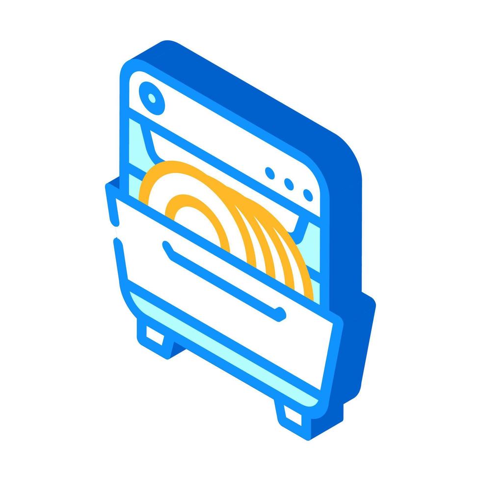 dishwasher for washing plates and glasses isometric icon vector illustration