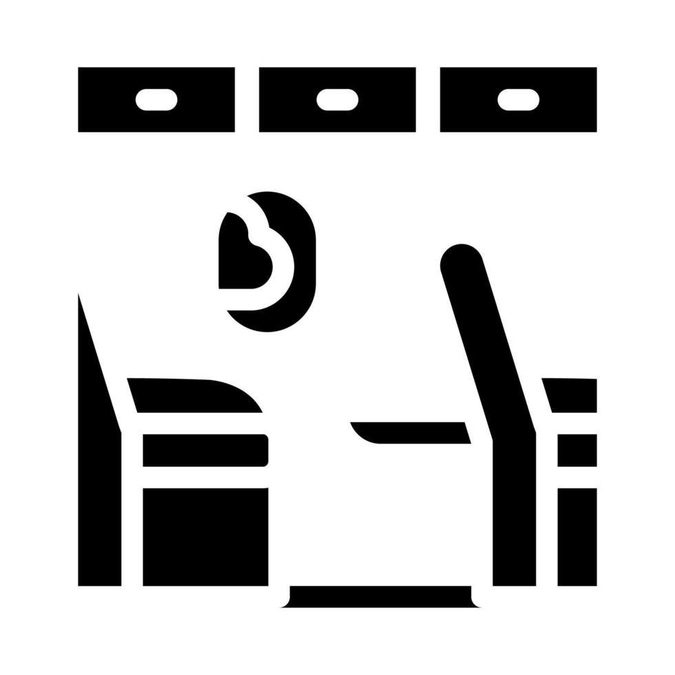 sillón con mesa en avión glifo icono vector ilustración