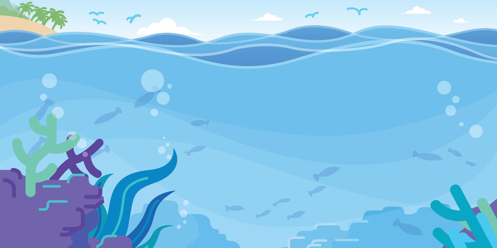 Background Ocean Waves Cartoon Seaside Bay vector