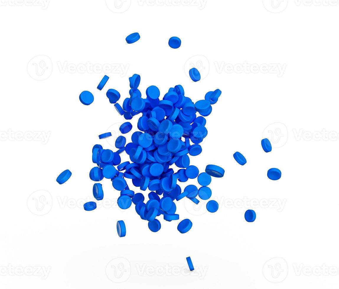 Blue granules of polypropylene, polyamide. Background. Plastic and polymer industry. Microplastic 3d illustration photo