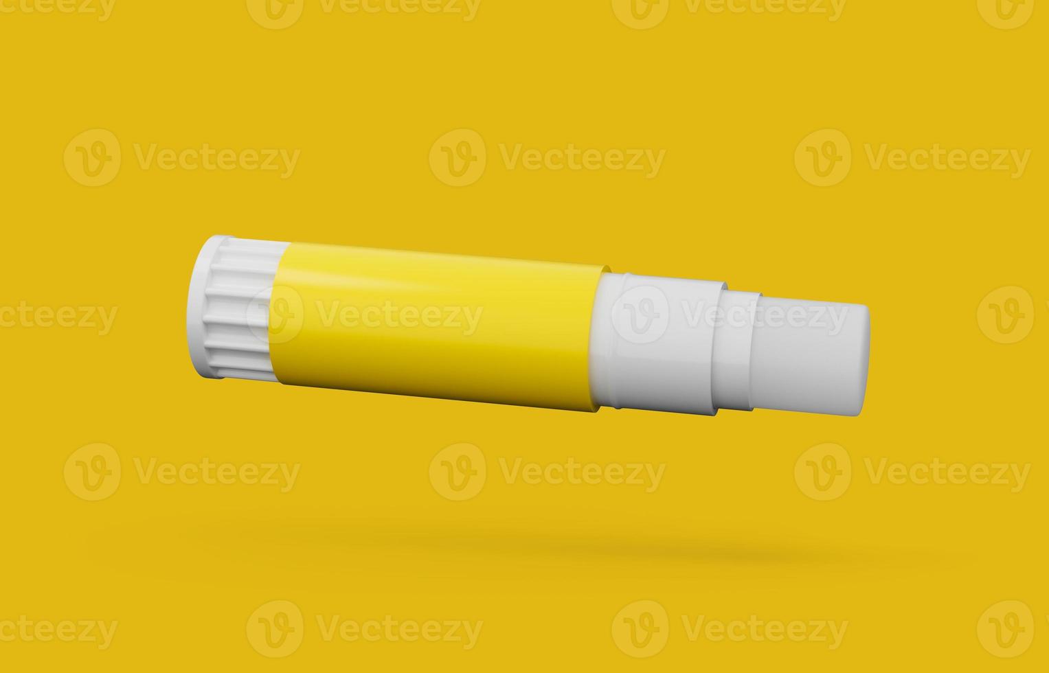 Glue stick in the air isolated on Yellow background 3d illustration photo