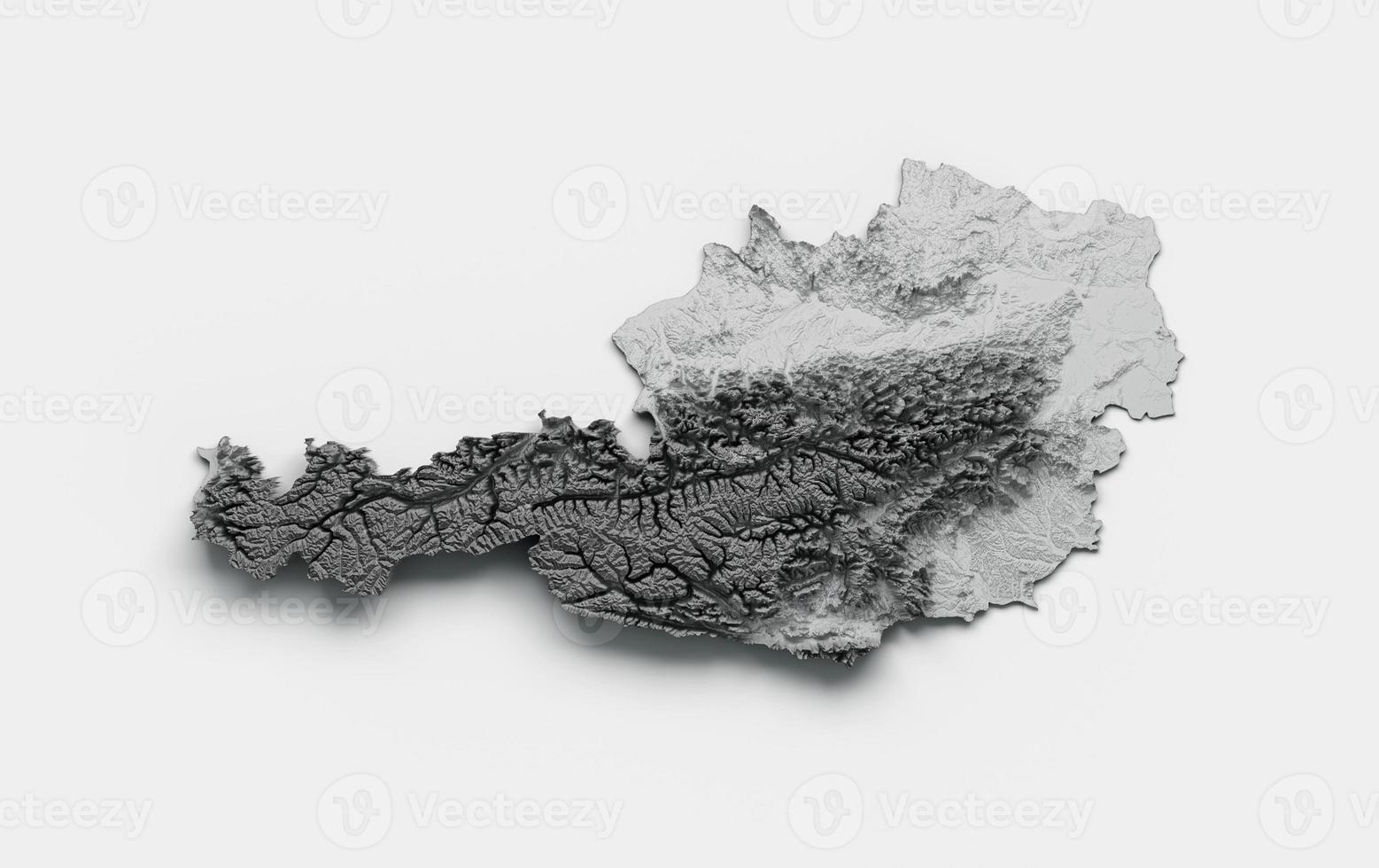 Austria Map Iceland Flag Shaded relief black and white Color Height map on white Background 3d illustration photo