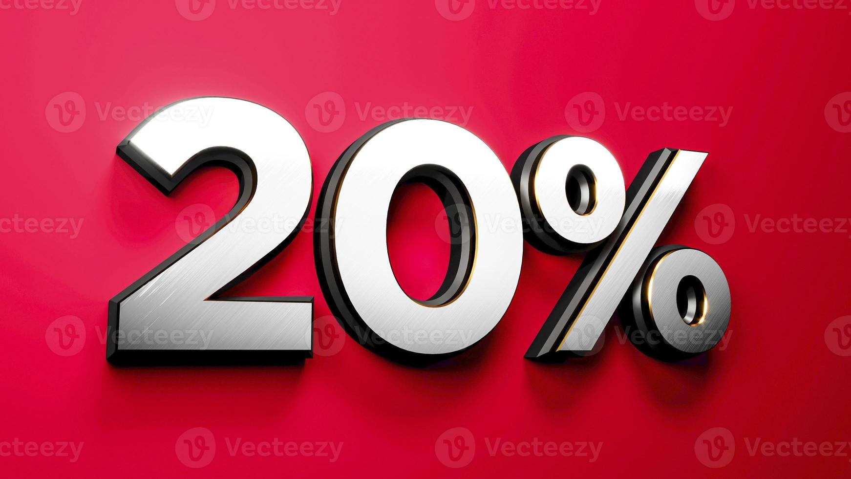 Silver Gold 20 Percent off Sign on Red Background, Special Offer 20 Discount Tag, Sale Up to 20 Percent Off ,big offer, Sale, Special Offer, Sticker, Advertising, offer Icon 3d illustration photo