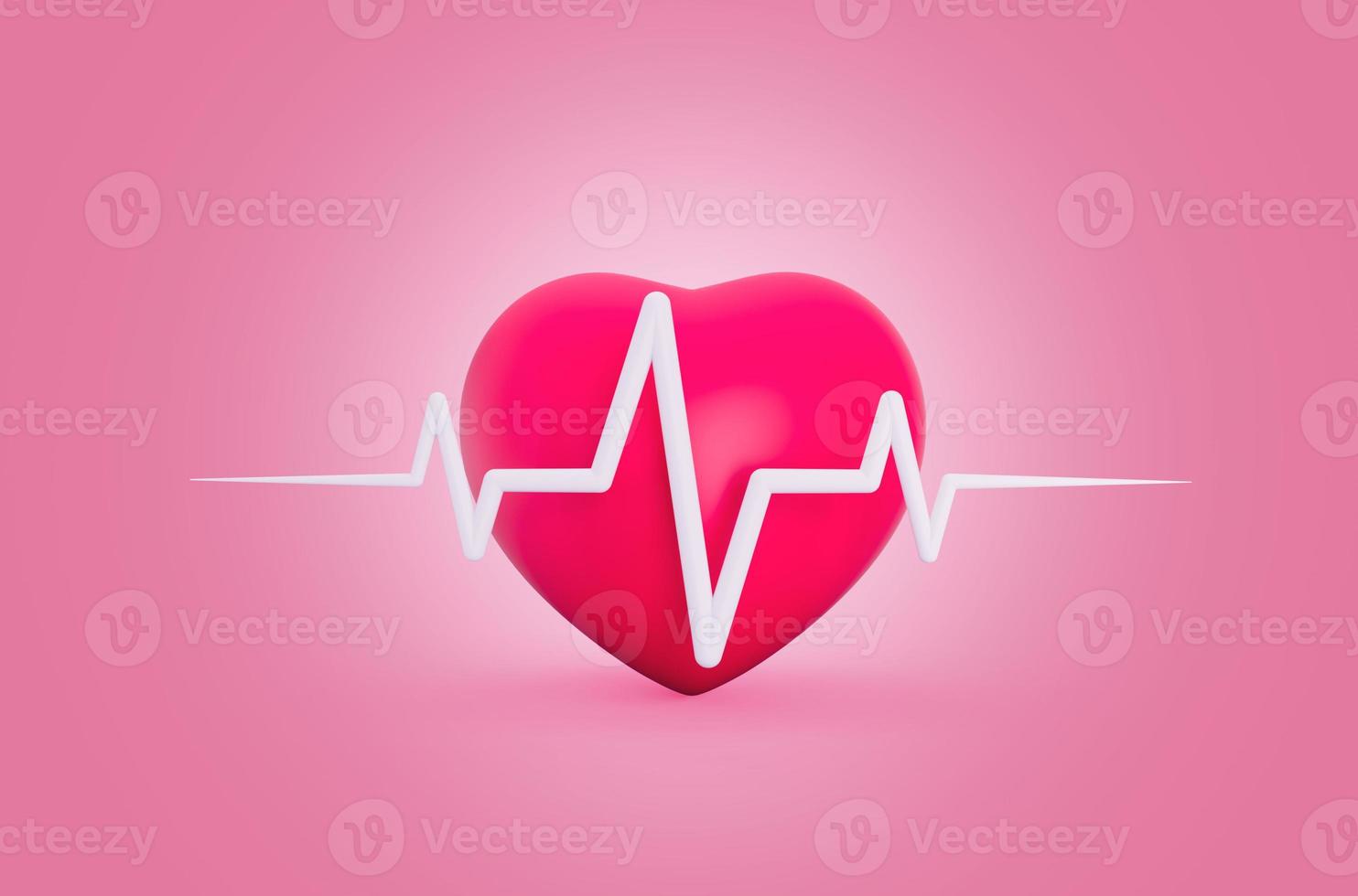 Heartbeat or cardiogram medical background 3D illustration photo