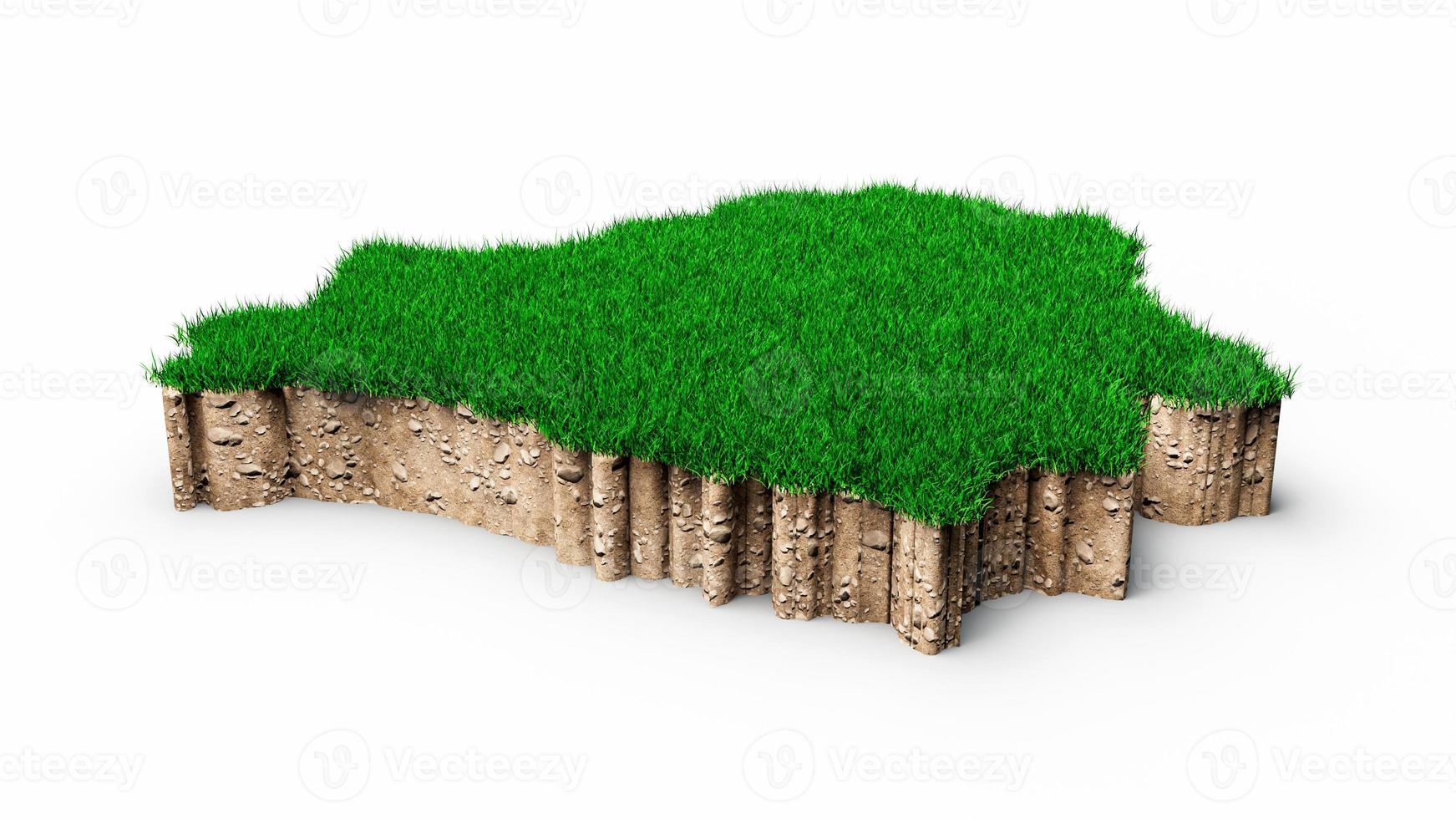 Belarus Map soil land geology cross section with green grass and Rock ground texture 3d illustration photo