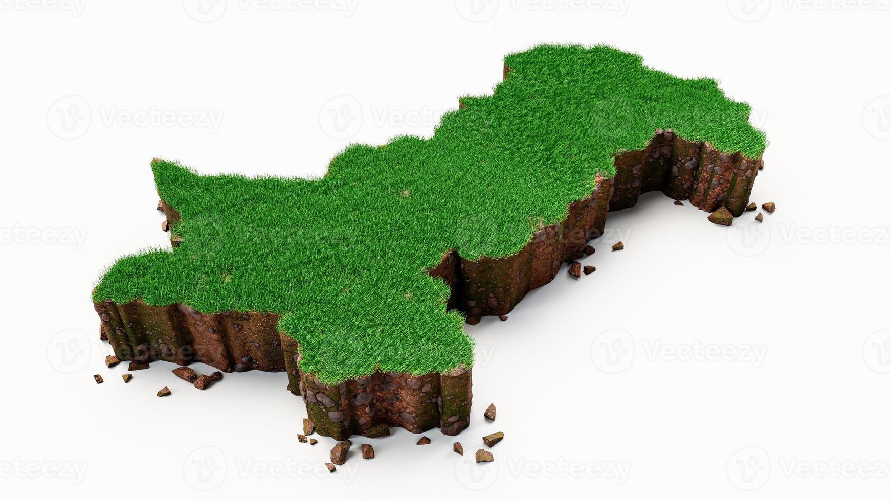 Pakistan Map Grass and ground texture 3d illustration photo