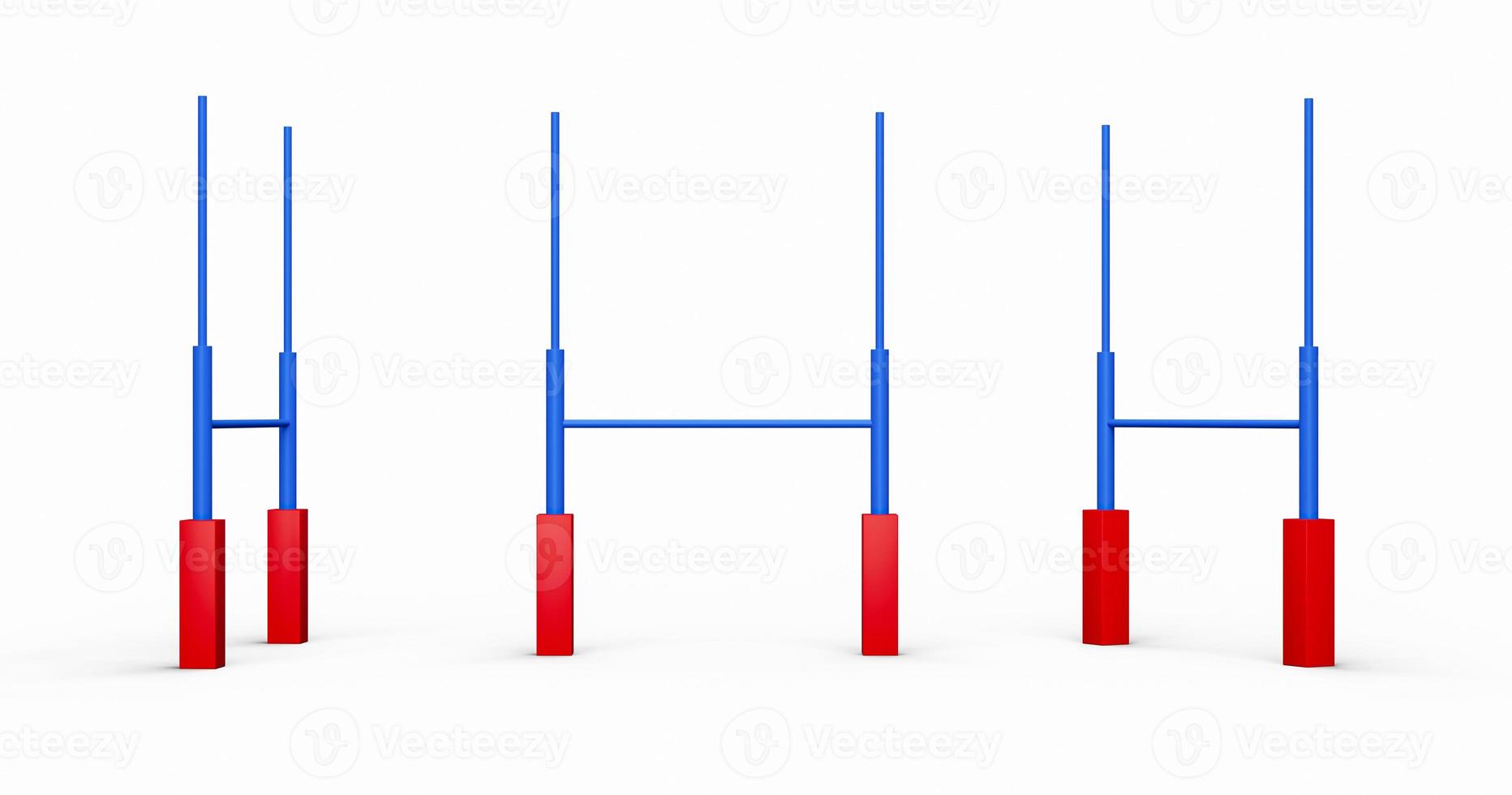 Isolated rugby posts with Blue padding American football goal post 3d illustration photo