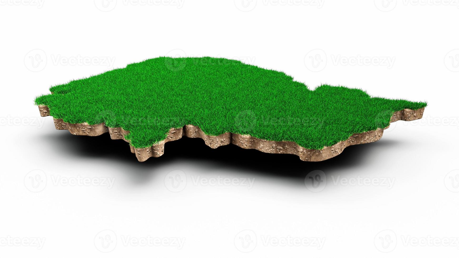 Cambodia Map soil land geology cross section with green grass and Rock ground texture 3d illustration photo