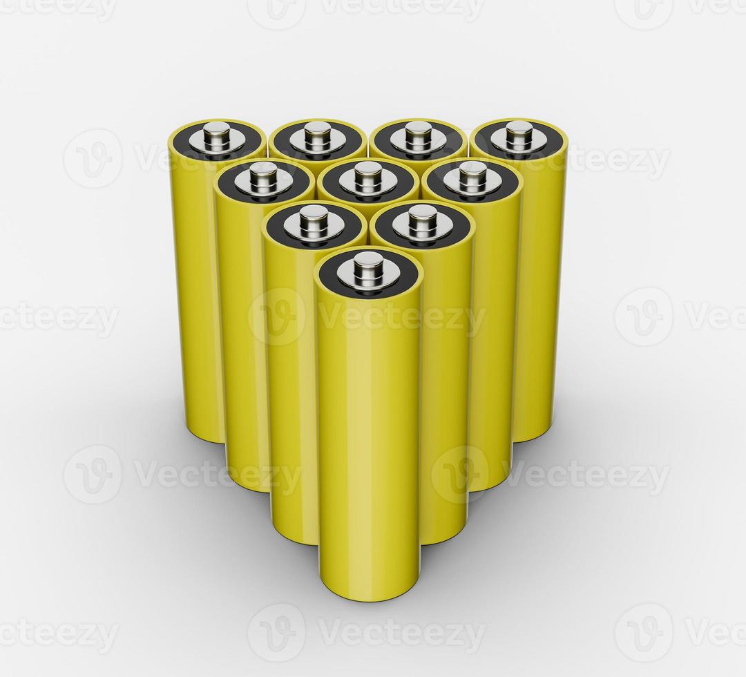 AA Size battery Yellow color isolated on white background blank rechargeable battery aa or aaa size 3d illustration photo