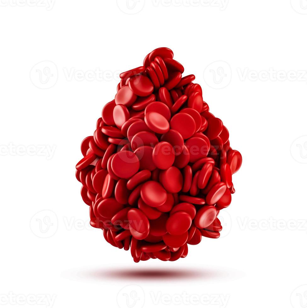 Drop of Red Blood Cells Isolated on white Background 3D Illustration photo