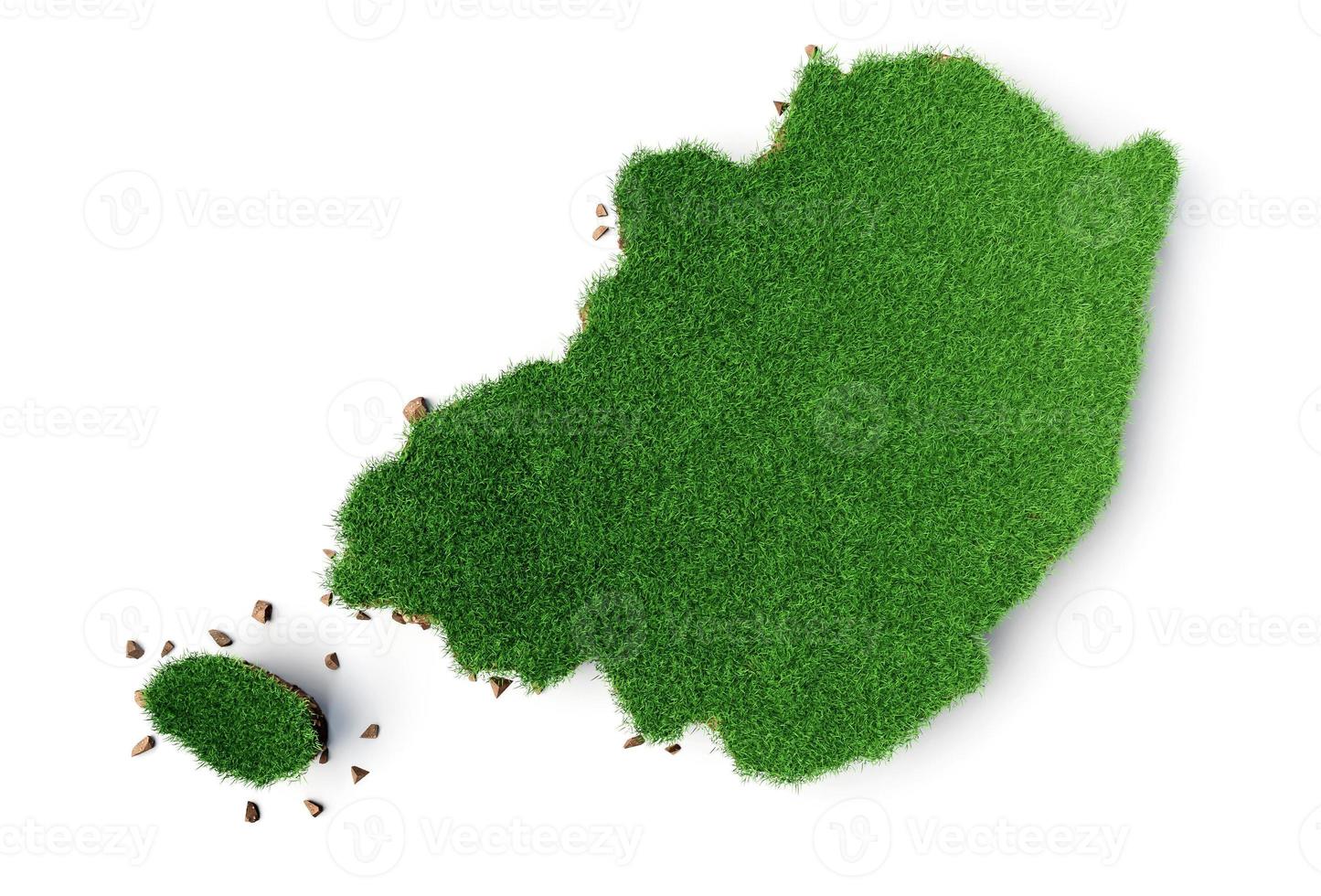 corea del sur mapa hierba y tierra textura 3d ilustración foto