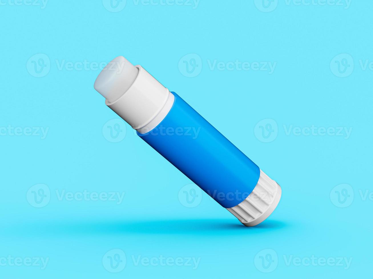 Open paper glue stick on blue background 3d illustration photo