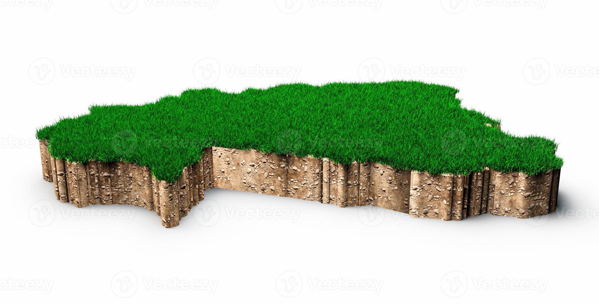 Burkina Faso Map soil land geology cross section with green grass and Rock ground texture 3d illustration photo