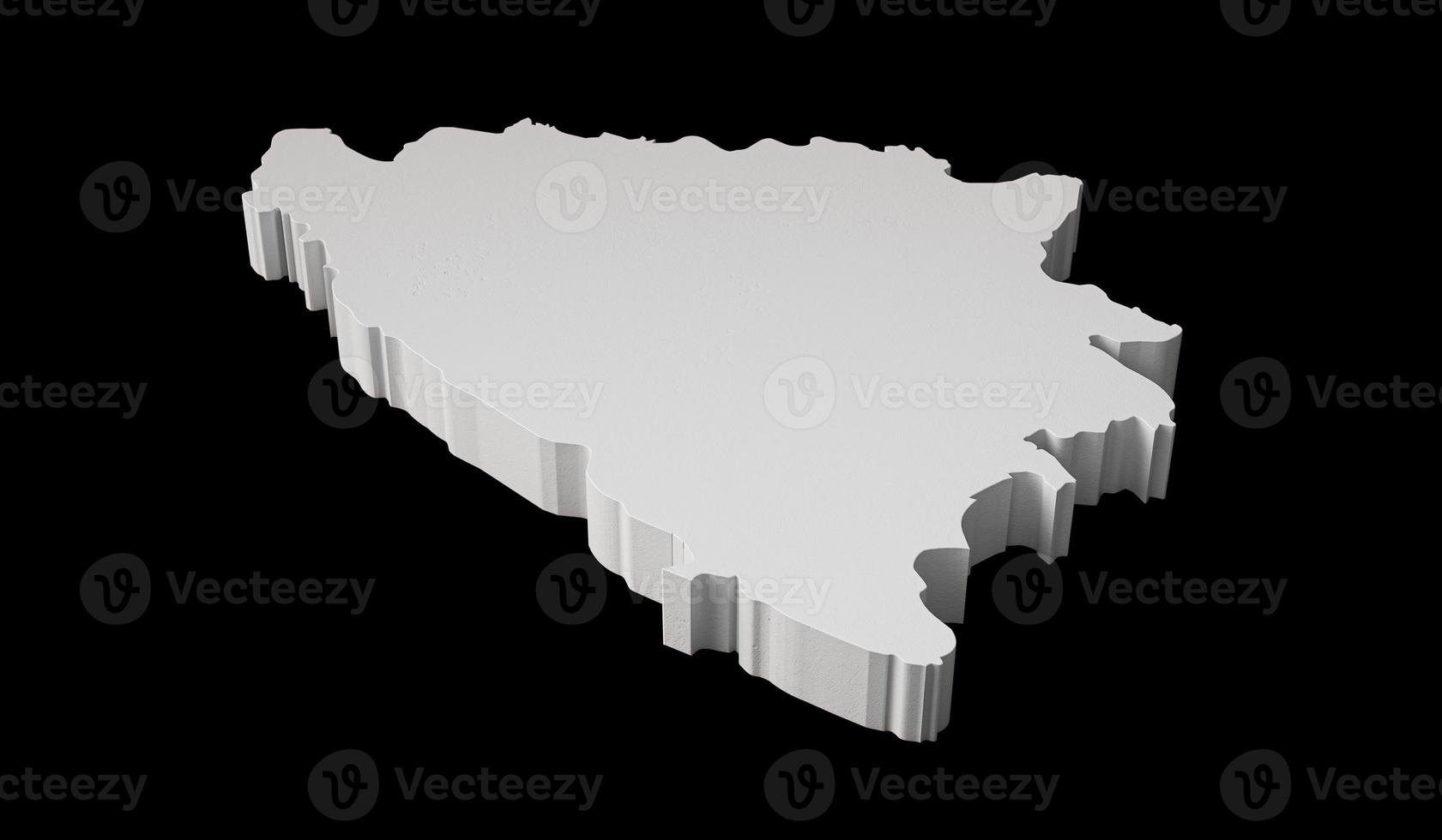 Bosnia 3D map Geography Cartography and topology Sea Blue surface 3D illustration photo