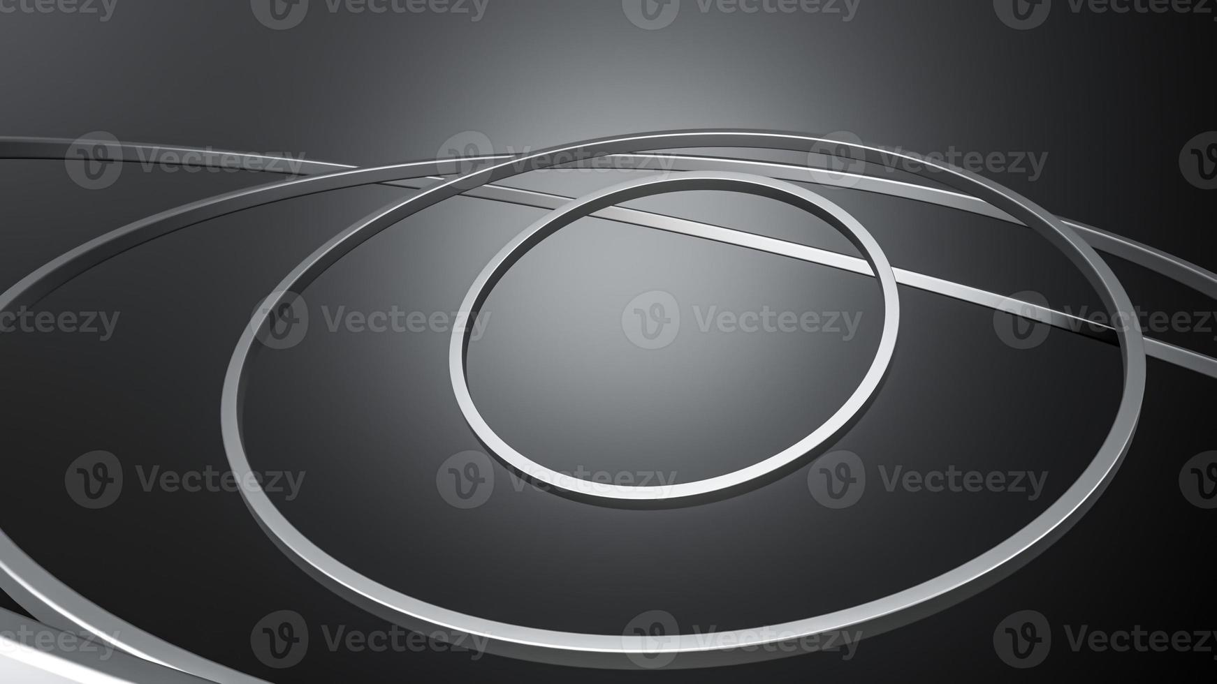 Abstract gimbal with metal rings on Dark background, 3d rendering photo