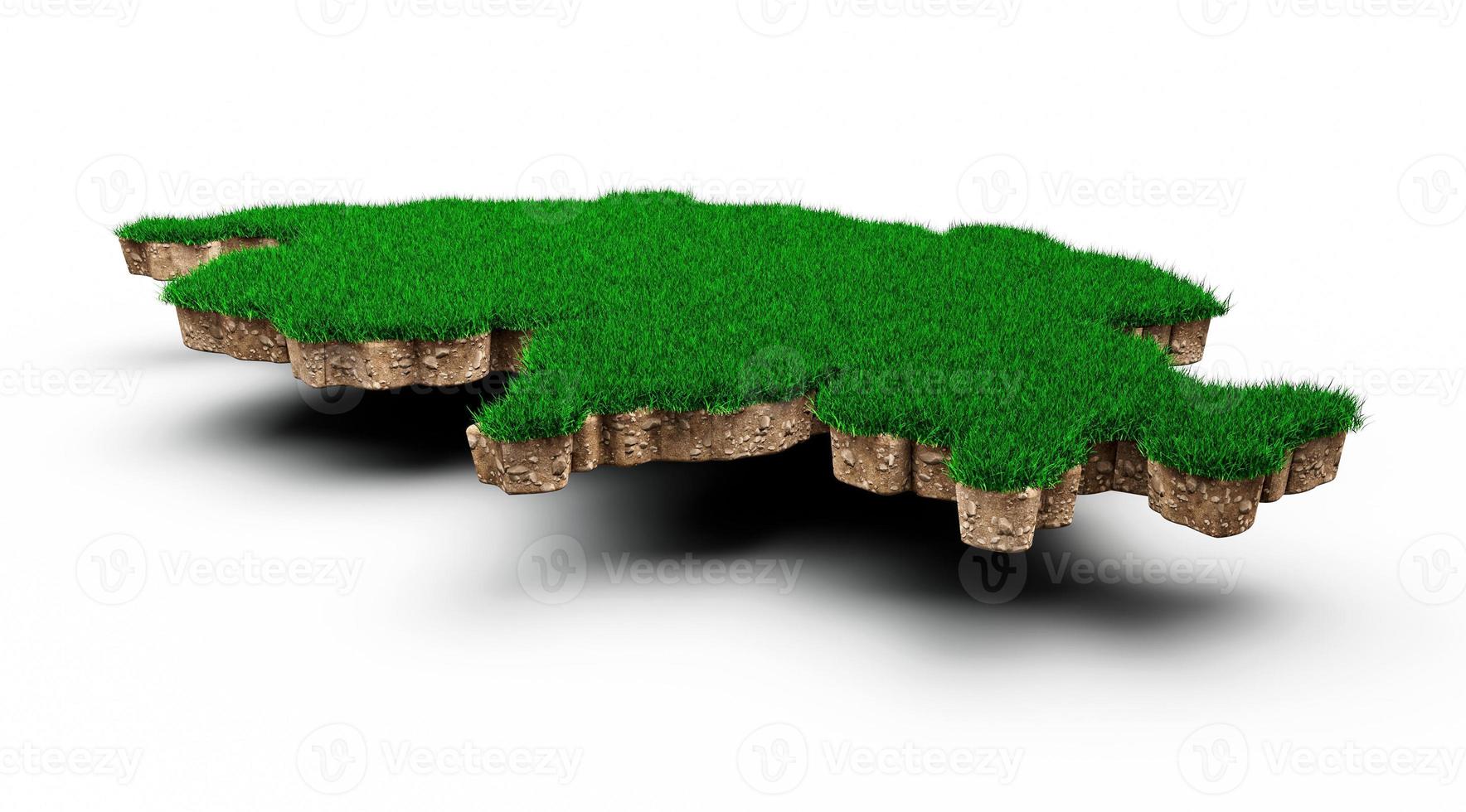 Switzerland Map soil land geology cross section with green grass and Rock ground texture 3d illustration photo