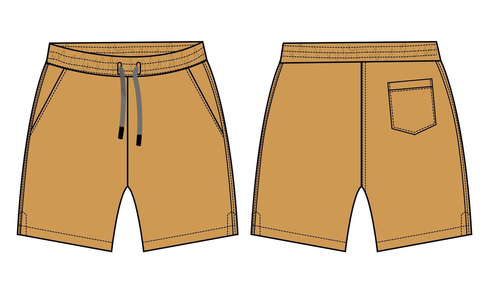 pantalones cortos técnica moda boceto plano ilustración vectorial plantilla para niños vector