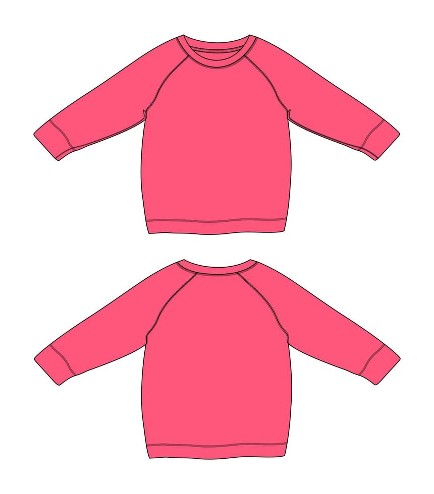 sudadera de manga larga raglán moda técnica boceto plano ilustración vectorial plantilla de color púrpura para mujer vector