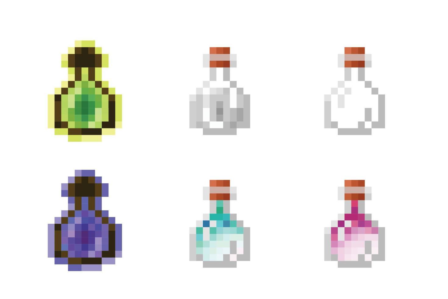 concepto de juegos, vector de tamaño variable, arte de píxeles, botellas