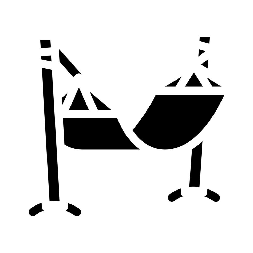 hammock for enjoying vacation glyph icon vector illustration