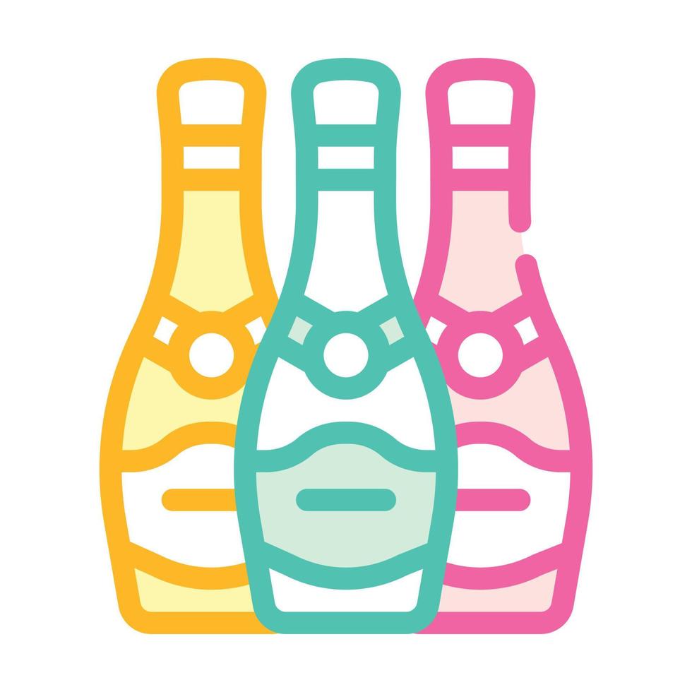 botellas de champán color icono vector ilustración signo