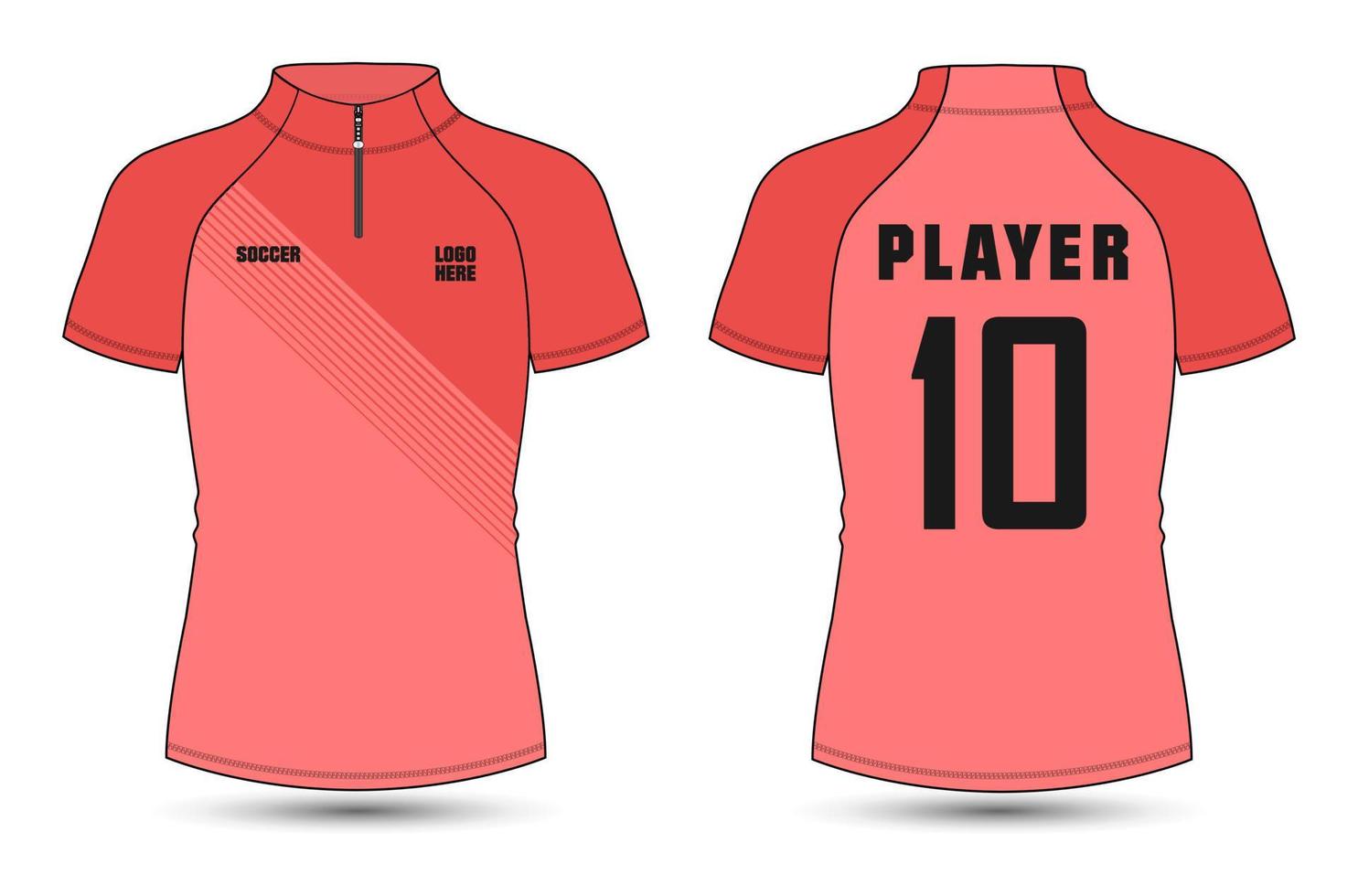 Short sleeve with short zip soccer cycling jersey Technical Flat sketch Vector Illustration template