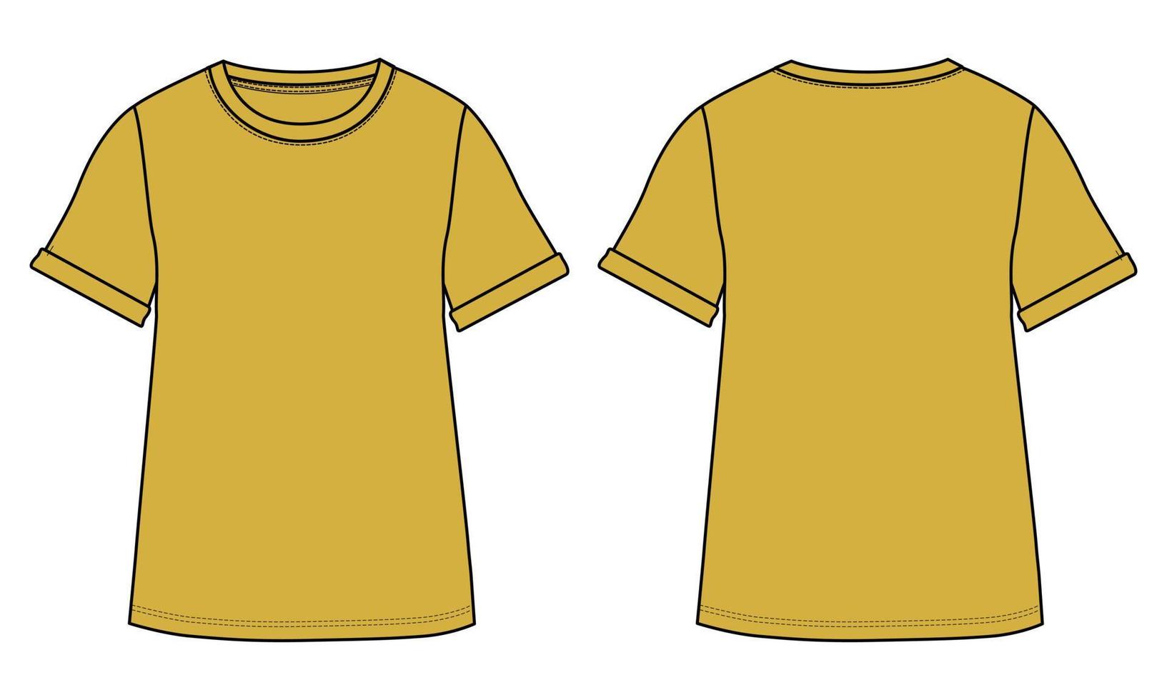 camiseta de manga corta ilustración vectorial plantilla de color amarillo para damas. vector