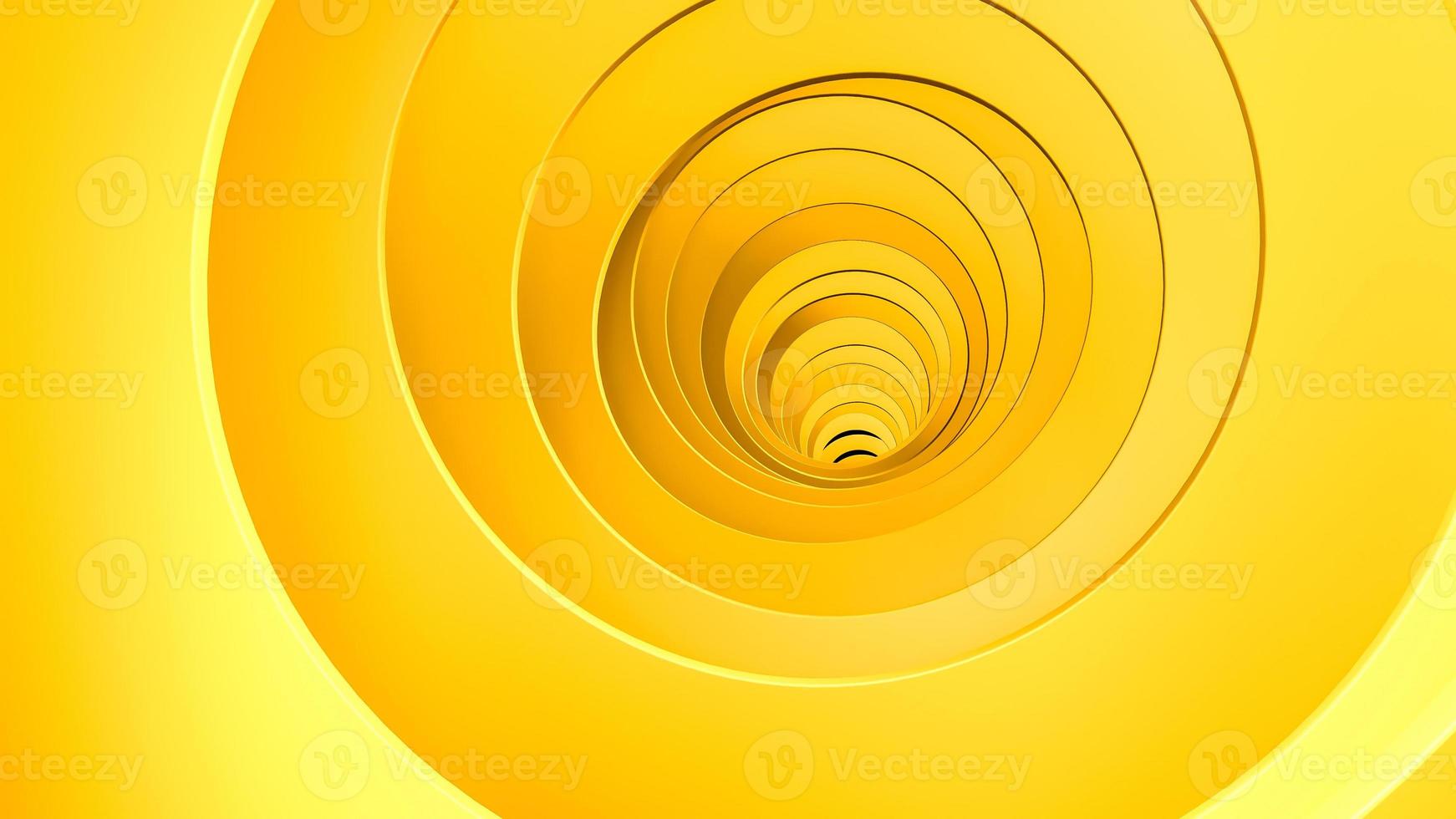 Concentric circle 3d Abstract bright background with Yellow circles chaotically twisted tubes geometry 3d illustration photo